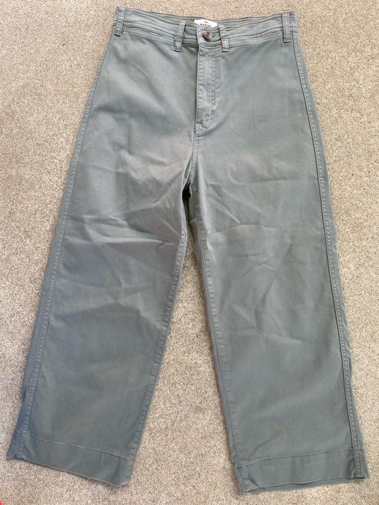 Marine Layer Pants - Marine Layer Women's Olive Green Wide-Leg Chinos